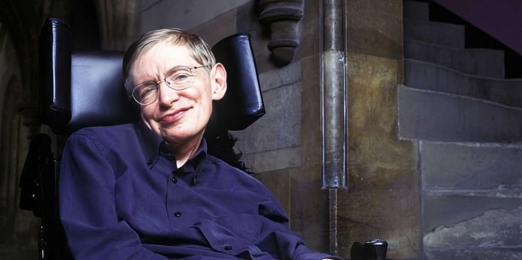 Stephen Hawking, a renowned physicist, sitting in a wheelchair.