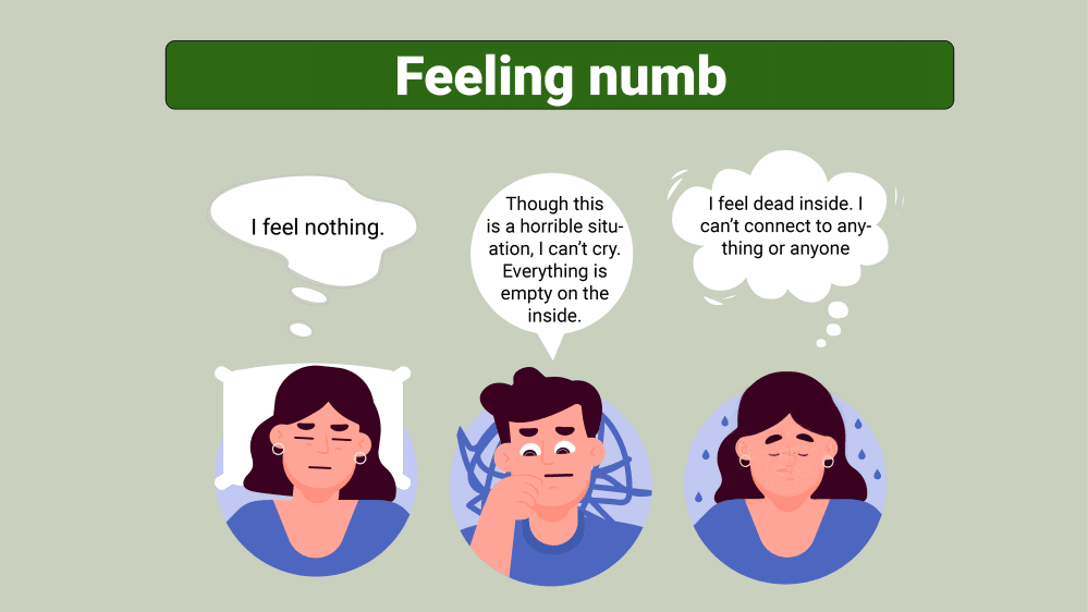 Illustrations showing feelings of numbness and detachment.