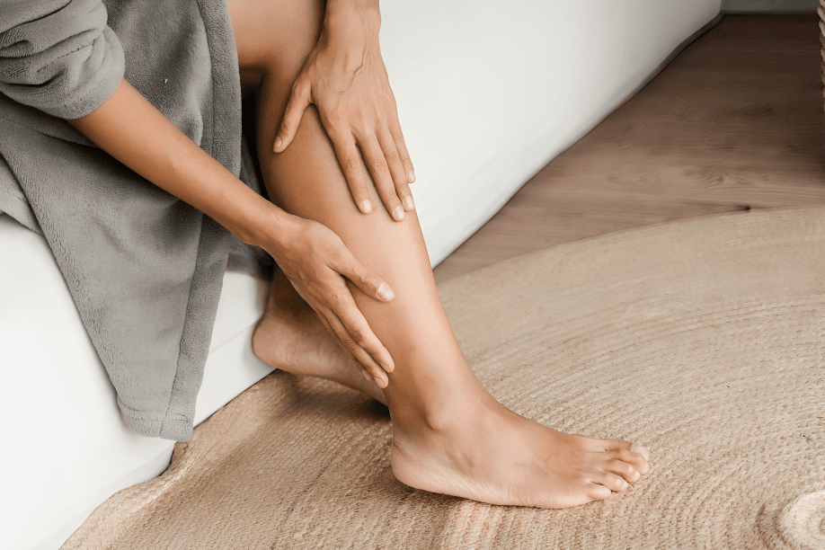 A sensation of heaviness or aching in the calves after brief walking can signal peripheral arterial disease caused by arterial narrowing in leg vessels.