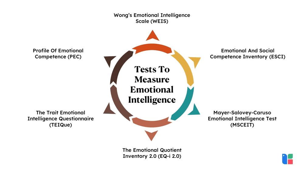 Tests to measure emotional intelligence: a circular diagram.