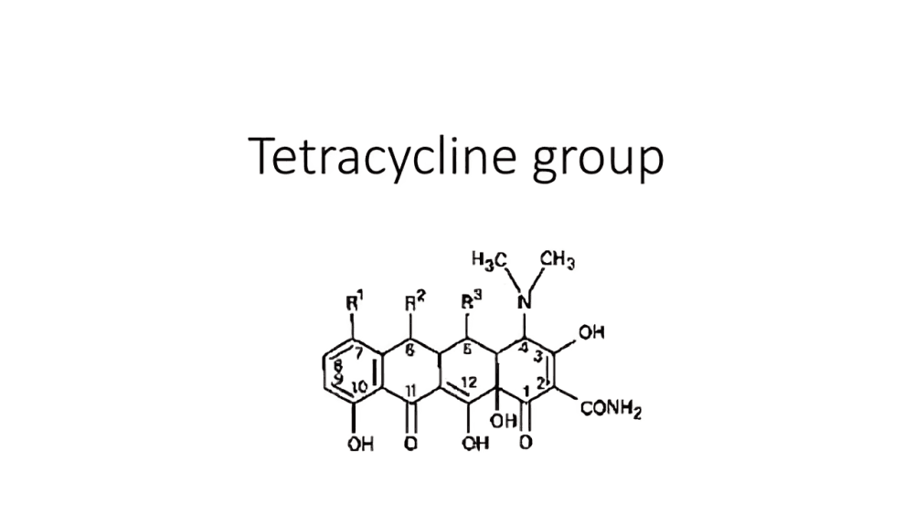 Chemical structure of the tetracycline antibiotic group.