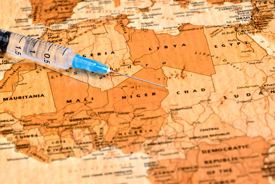 An injection on a traveling map.