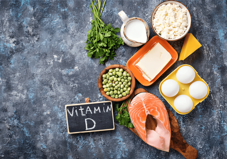Variety of Vitamin D rich foods displayed.