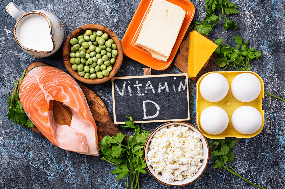 Variety of foods rich in Vitamin D.
